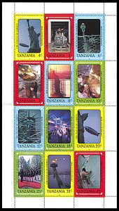Tanzania 396, MNH, Statue of Liberty Centennial miniature sheet folded