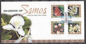 * Samoa, Scott cat. 1024-1027. Ginger Flowers issue on a First Day Cover.
