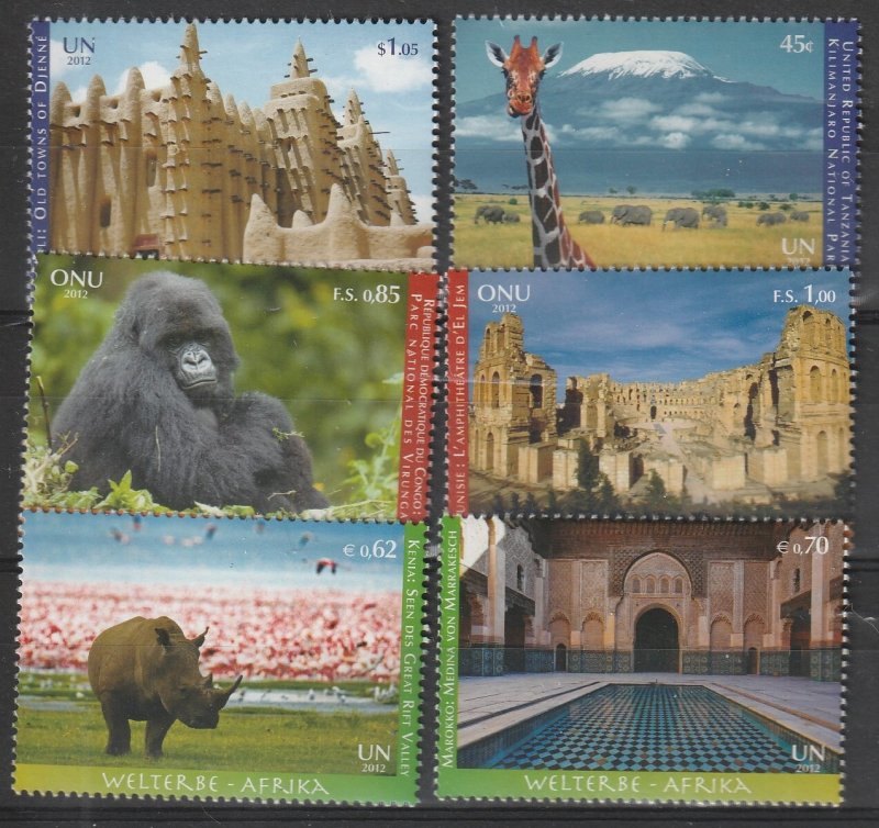 2012 UNESCO World Heritage Sites in Africa   MNH  Sc# 1051-2,G556-57,V518-519