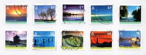 Guernsey Sc 742a-j 2001 Island Views stamp set used litho