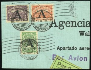 Colombia Barranquilla Scadta Airmail Postage Stamps 1927 Latin America