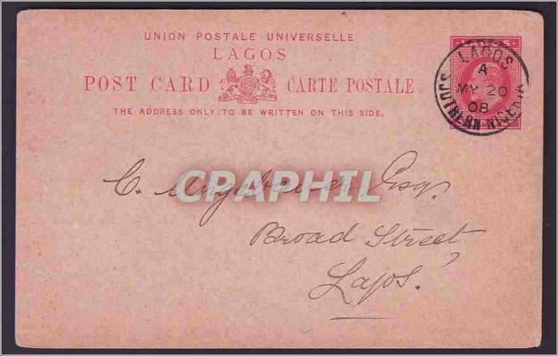  Postal Lagos CTO Stationery to Lago MY 1908