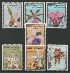 Thematic Stamps Plants - KAMPUCHEA 1988 ORCHIDS 7v 929/35 mint