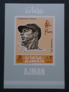 ​AJMAN-CHAMPIONS OF SPORT-BASE BALL-JOE DIMAGGIO-IMPERF:-MNH-S/S VERY FINE