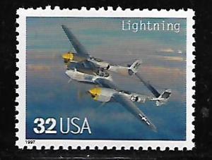 USA, 3142N, MNH, CLASSIC AMERICAN AIRCRAFT, LIGHTNING