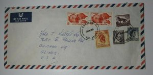 Australia 1963 Airmail Cover USA Mullti Frank Croydon SC# 356 Pair 325 326