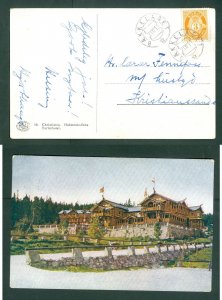 Norway. 1913  Postcard Baekkelaget. 3 Ore. Holmenkollen Turist Hotel. Adr.  Kri.