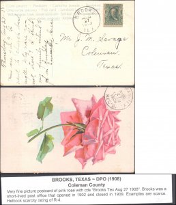 Coleman County Brooks DPO Dead Post Office 1902-1909 Picture Postcard ( Posta...