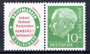 Germany Bund Scott # 708, label R1, mint nh, se-tenant, W4