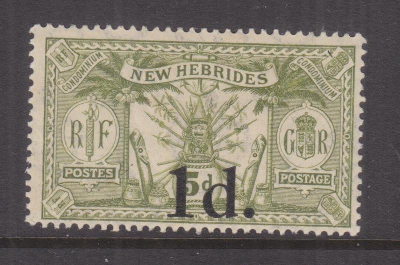 NEW HEBRIDES, 1921 1d. on 5d. Sage Green, lhm.