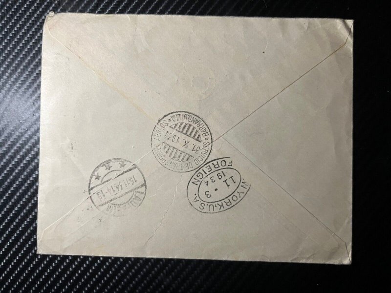 1934 Registered Colombia Airmail Cover Honda to Laupheim Germany