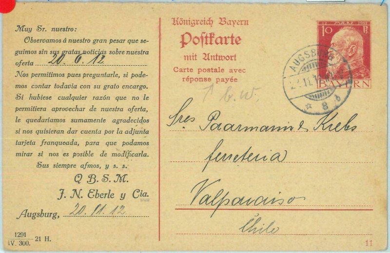 89230 - GERMANY Bayern - Postal History - ADVERTISING STATIONERY CARD to CHILE