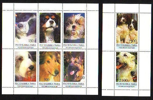 Touva, 21-28 Russian Local. Various Dogs sheet of 6 and 2. ^