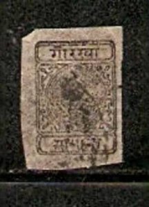 NEPAL 1881 GORKHA ®A USED IMPERF Single # 3168