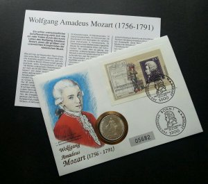 *FREE SHIP Germany Mozart Musician 1991 Music Famous FDC (coin cover) *rare