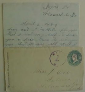 US LETTER IN 1883 ENTIRE FROM MYERS MO.