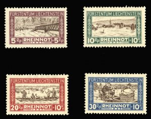 Liechtenstein #B7-10 Cat$88.50, 1928 Rhine Floods, set of four, hinged