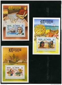 Nevis 1986 CHRISTOPHER COLUMBUS Ships (3) s/s Perforated Mint (NH)