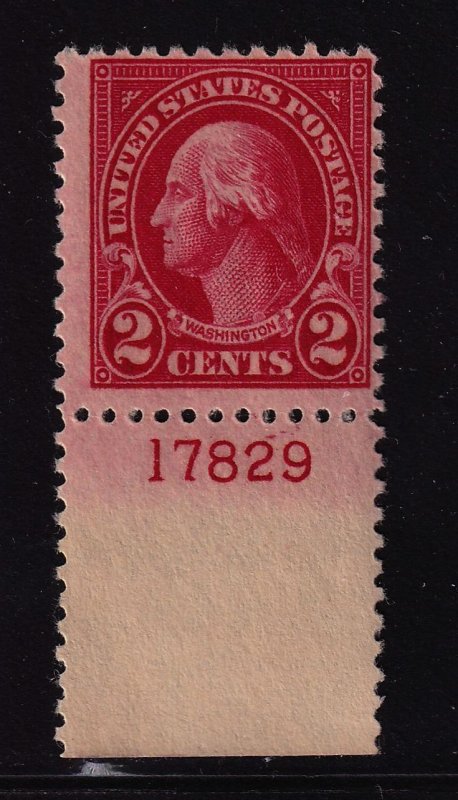 1923 Washington 2c carmine Sc 554 MNH bottom plate number single CV $15 (A13