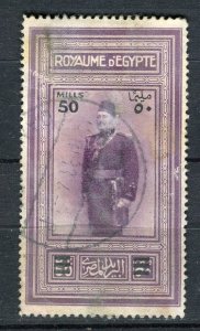 EGYPT; 1932 early King Faud surcharged issue used 50m. value