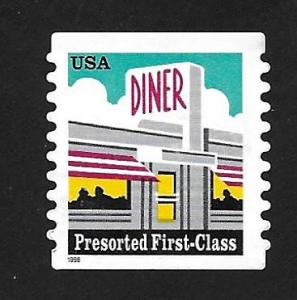 SC# 3208A - 25c - Diner, die cut 9.8V, used single