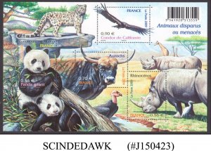 FRANCE - 2009 ENDANGERED ANIMALS / PANDA RHINOCEROS - MIN. SHEET MINT NH