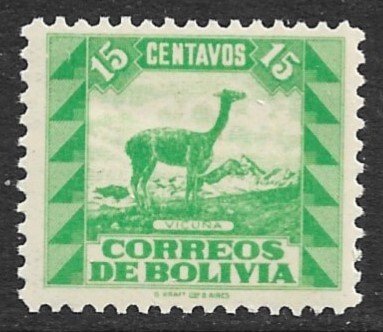 BOLIVIA 1939 15c VICUNA Pictorial Issue Sc 255 MNH