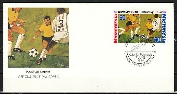 Micronesia, Scott cat. 196-197. World Cup Soccer issue. First day cover. ^