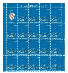 Denmark. 1953 Southslesvig Christmas Seal 20 Block. MNH. Folded  Viking Tomb.