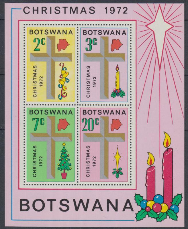 XG-K029 BOTSWANA - Christmas, 1972 Religion, 4 Values MNH Sheet