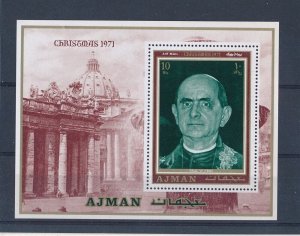 D430742 Ajman S/S MNH Christmas 1971 Pope Paul VI