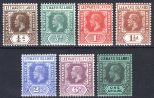 Leeward Is 1931 1/4d-1s - DIE I - SG 81-87 Sc 61a-76a LMM/MLH Cat £170($220)
