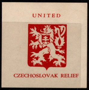 1940's US Poster Stamp World War II United Czechoslovak Relief MNH