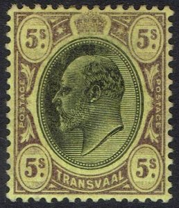 TRANSVAAL 1904 KEVII 5/- WMK MULTI CROWN CA 