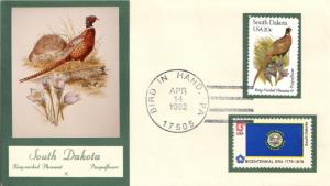 #1993 South Dakota Birds - Flowers Double A FDC