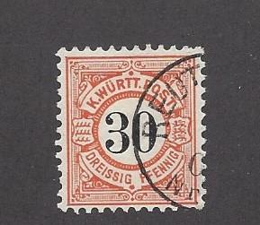 Gemany (Wurttemberg), 64, Numeral Single, **Used**