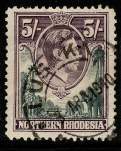 NORTHERN RHODESIA SG43 1938 5/= GREY & DULL VIOLET FINE USED