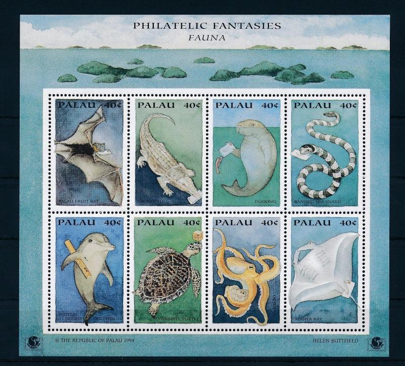 [35279] Palau 1994 Marine Life Deliver mail Bat MNH Sheet