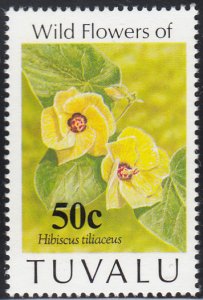 Tuvalu 1993 MNH Sc #626 50c Hibiscus tiliaceus - Wild Flowers