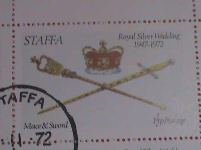 STAFFA-SCOTLAND STAMP:1972 AIRMAIL- ROYAL SILVER WEDDING-CTO MNH SHEET