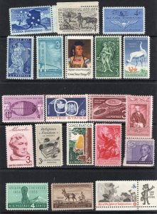 Thematic stamps USA 1956-73  20 DIFF COMMEMS mint