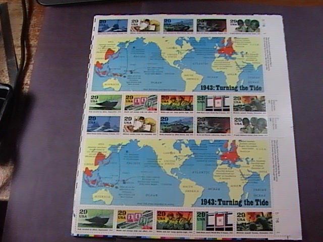 U.S.# 2765(a-j)-MINT/NEVER HINGED-----WORLD WAR II-----PANE OF 20----1993