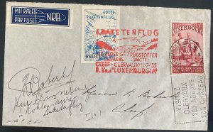 1935 Luxembourg Experimental Rocket Flight Mail Cover To Clerf Signed 1C1a