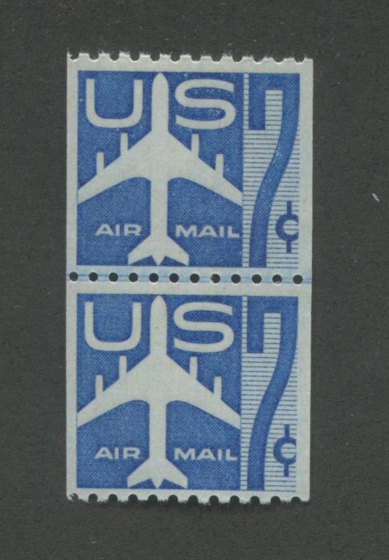 1958 US Air Mail Coil Stamp #C52s Mint NH Very Fine Small Holes Joint Line Pair