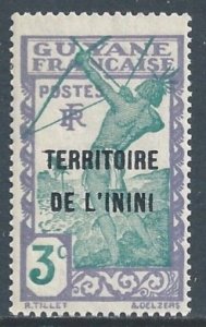 Inini #3 NH 3c French Guiana Carib Archer Issue Ovptd. Territoire De L&...