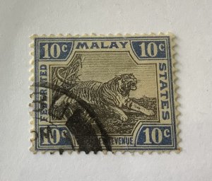 Malaya  1922 Scott 63 used - 10c,  Tiger