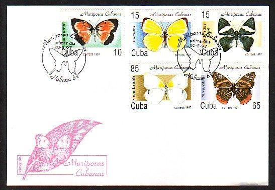 Cuba, Scott cat. 3827-3831. Butterflies issue. First Day Cover. ^