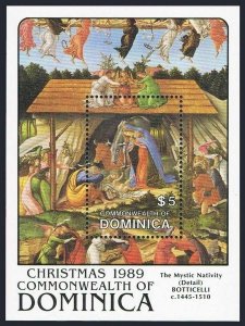 Dominica 1226,MNH.Mi 1286 Bl.160. Christmas 1989.The Mystic Nativity,Botticelli.