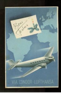 1938 Brazil Condor Lufthansa Zeppelin Christmas Card cover to Germany
