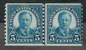 602 Roosevelt MNH coil line pair